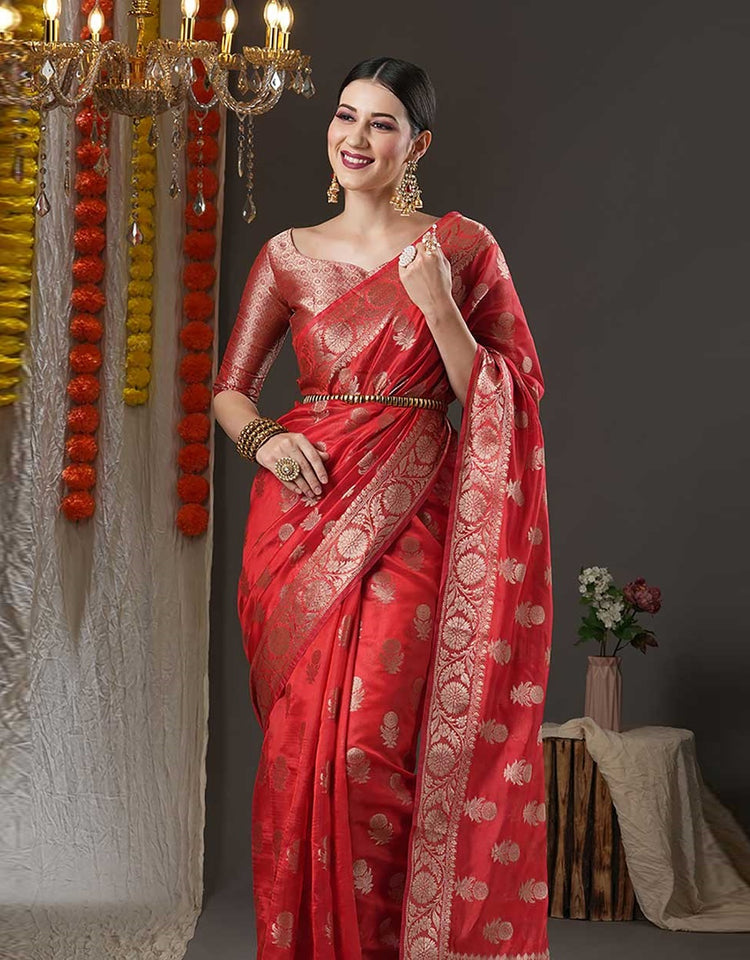 Ruby Radiance Banarasi Silk Saree